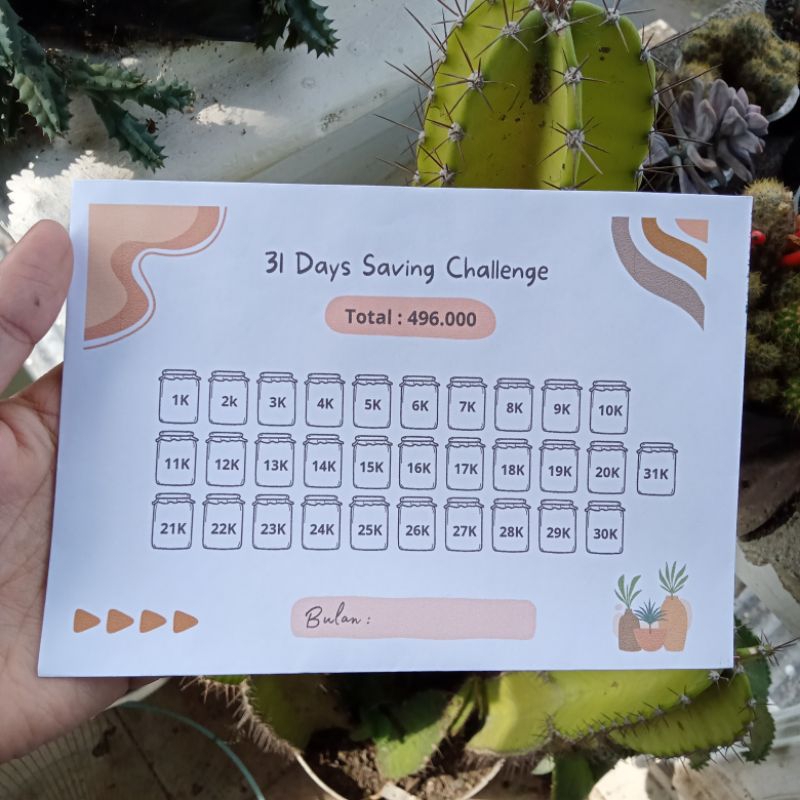 

Amplop saving challenge 30 & 31 hari versi amplop kecil (114 x 162 mm)