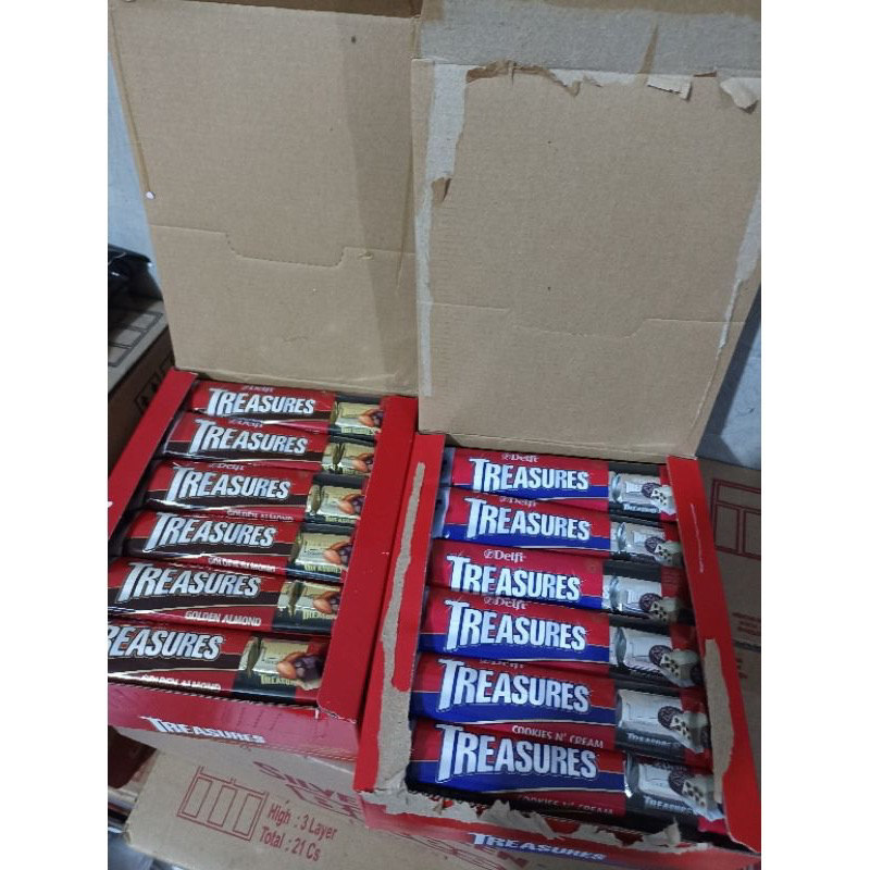 

Treasure Golden Almond & Cookies Cream Box 36gr isi 24pcs Termurah