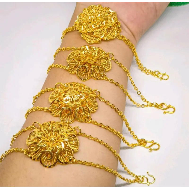 Gelang rantai bunga dubai lapis emas 24k