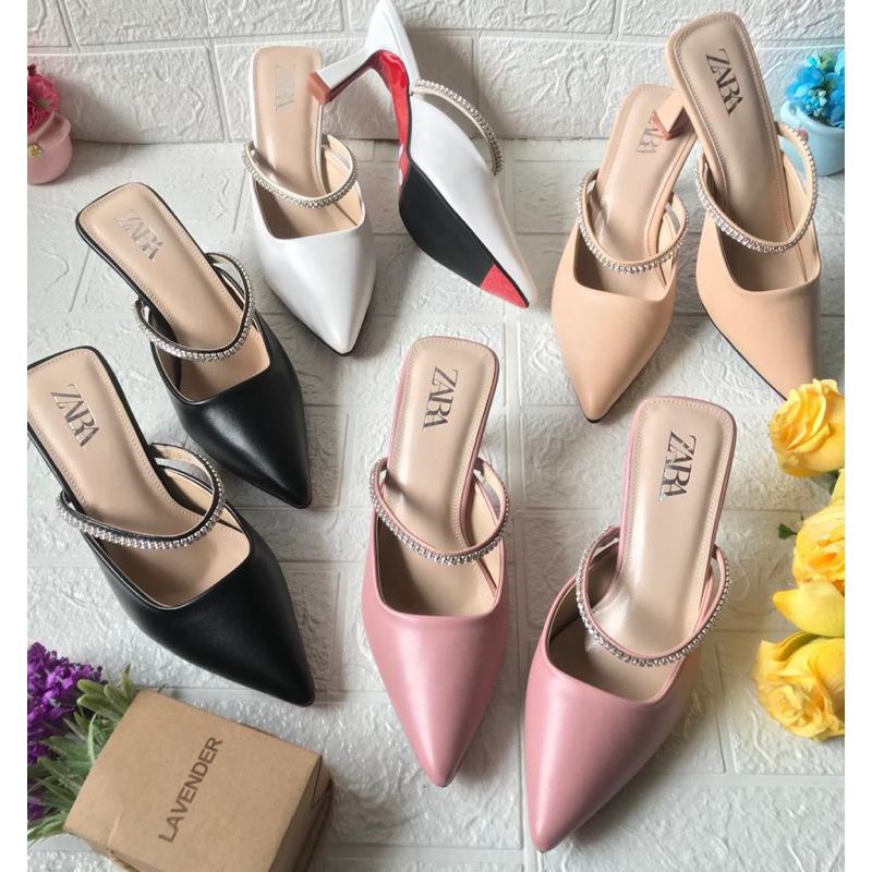 Heeled sandals by Zara diamond stripe import high quality fashion shoes sepatu wanita hak tinggi kan