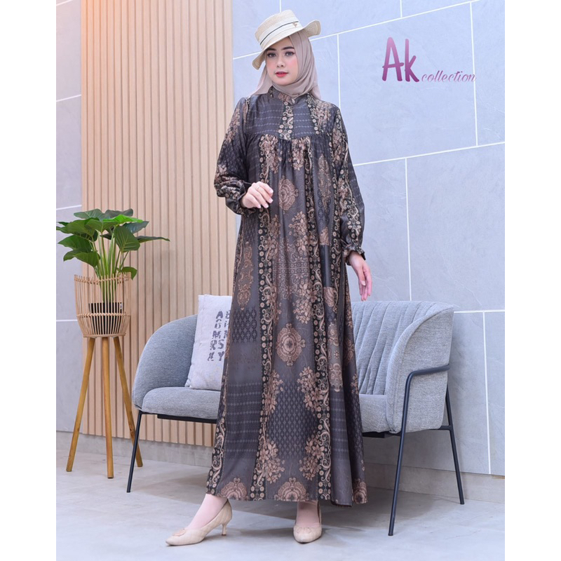 Asyifa Dress |Gamis Motif Pesta Terbaru|Gamis Raya Bahan silk premium|Busui ( JUMBO READY )