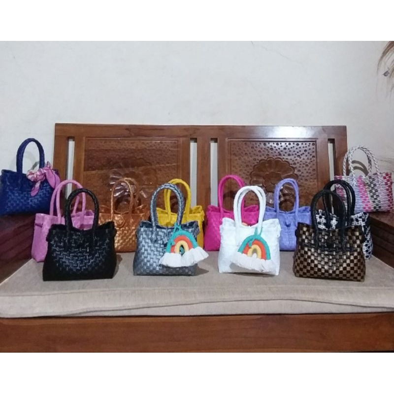 Ready Stock  Tas Anyaman jali premiun Mini Bag/Souvenir/tas anyaman plastik bisa COD