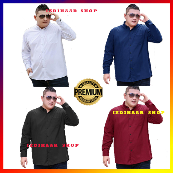 Kemeja Pria Lengan Panjang Polos Katun Warna Coksu JUMBO XXXL