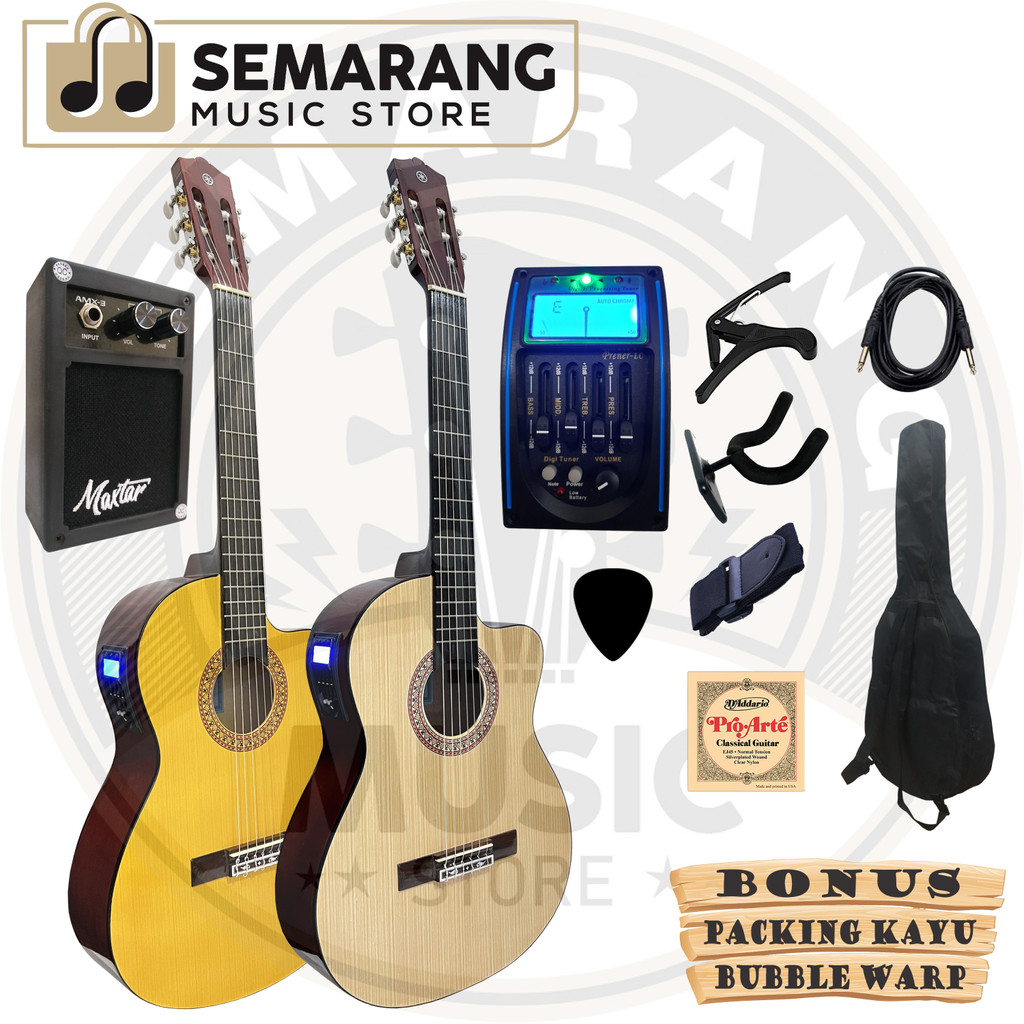 Gitar Klasik Elektrik Cutaway Nylon C315 Tanam Besi Gitar Klasik Elektrik Cutaway Equalizer Tuner LC Prener