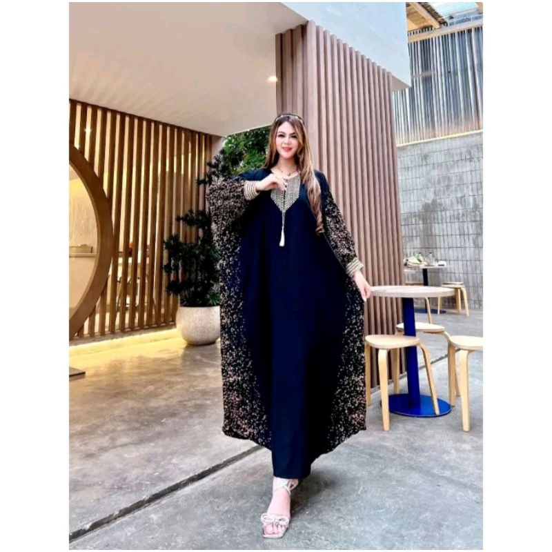 DRESS KAFTAN JUMBO PERCAK RENDA SULTAN MEWAH ORIGINAL