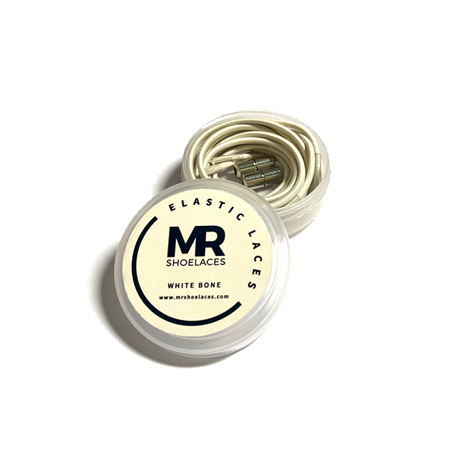 Original MR Shoelaces ER06 Elastic White Bone ( Putih Tulang / Putih Kekuningan) Tali Sepatu Bulat Round Elastis 80cm 100cm 120cm 150cm