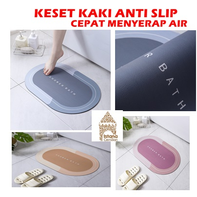 Keset Diatomite Anti Slip Cepat Serap Air Kamar Mandi Dapur Rumah Bersih