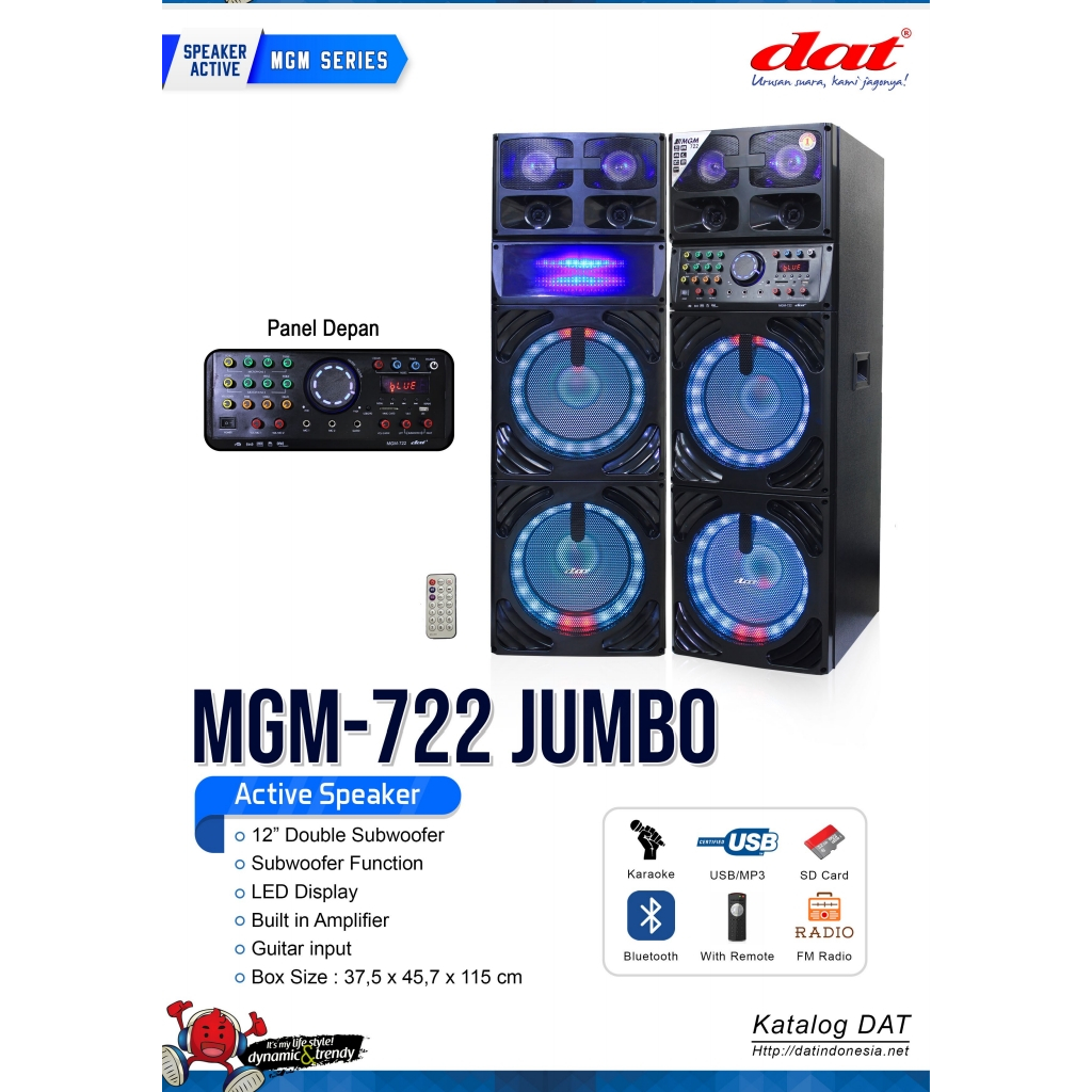 Speaker Aktif Pasif DAT MGM722 Jumbo 12 Inc Double