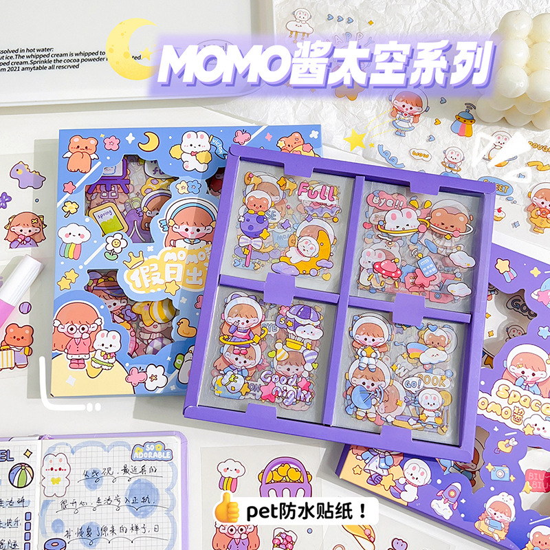 100 Lembar Stiker Motif Momo Kartun Korea Lucu Anti Air Dekorasi Handbook Scrapbook DIY