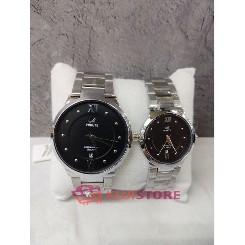 JAM TANGAN MIRETE ORIGINAL RANTAI SILVER TGL COUPLE WATER RESISTAN BU MURAH