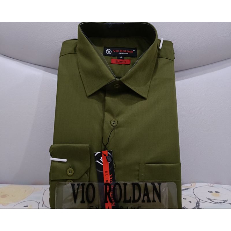 Vio Roldan Kemeja Polos Lengan Panjang Kemeja Katun Kemeja Kerja Kemeja Formal Kemeja Pria