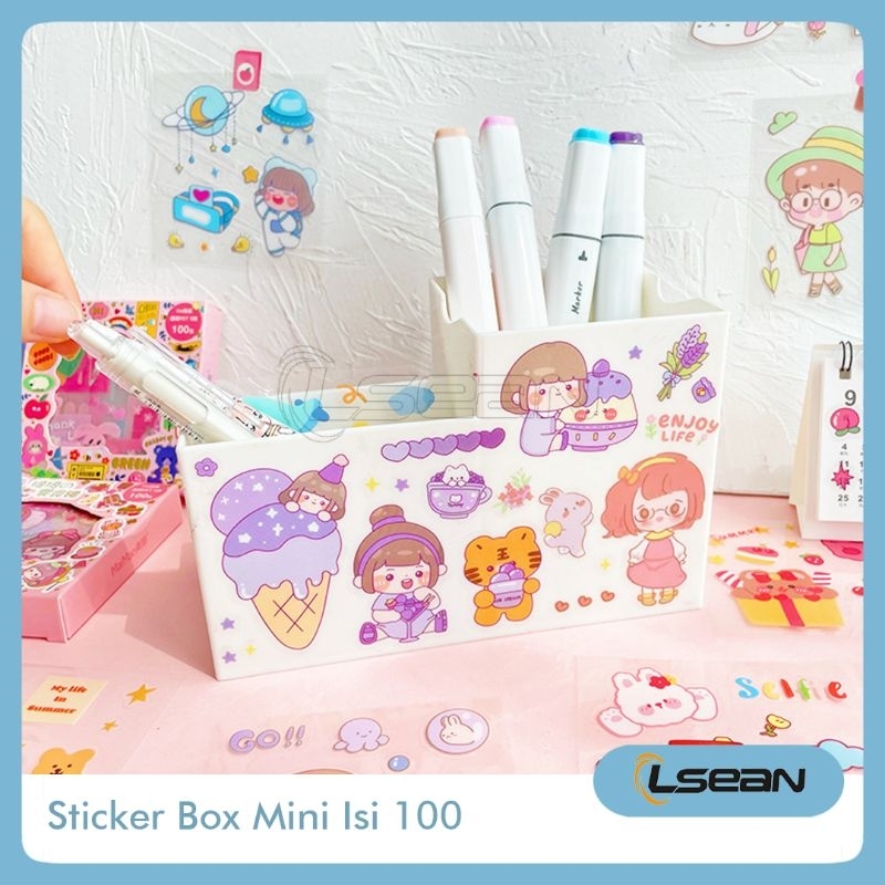 MINI Sticker Box Jurnal Dekorasi DIY Stiker Korea Deco Lucu Anti Air Aesthetic PVS Isi 100