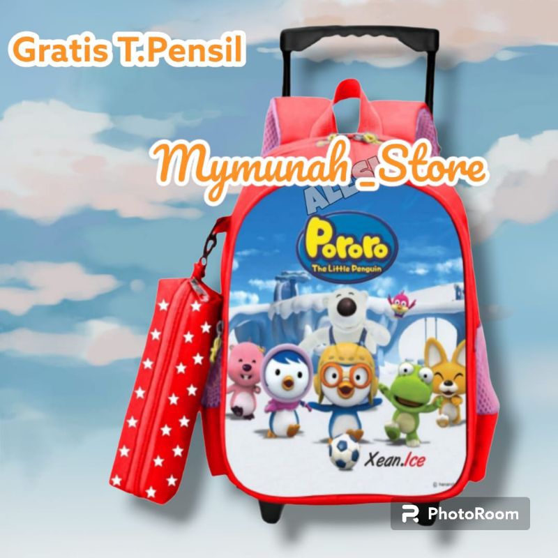 Tas Troli Tas Dorong Anak Perempuan Sekolah Dasar Karakter Boba MIXUE Murah