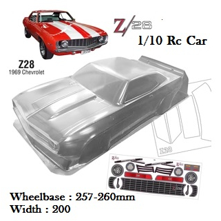 Body Shell Chevy 1969 Camaro Z28 1/10 Rc Car Drift Rally Touring