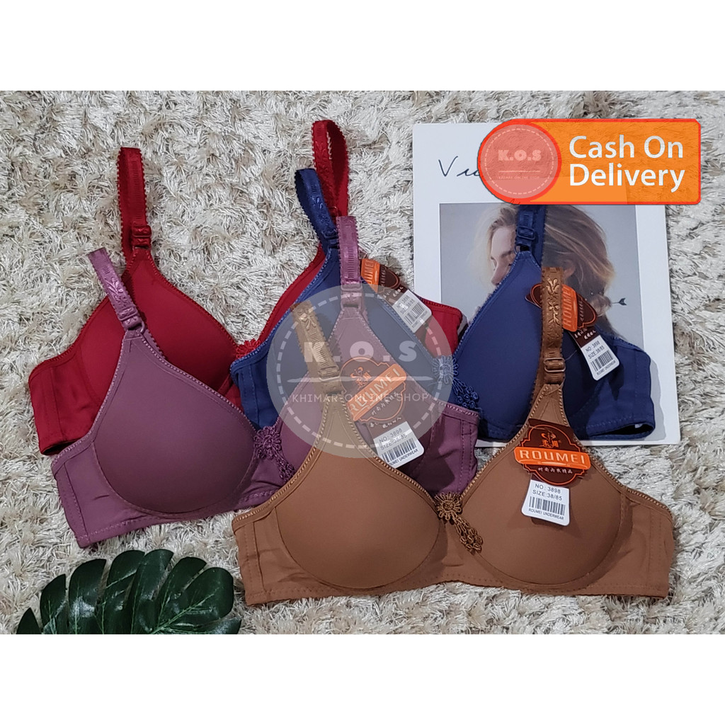 Bra bh wanita tanpa kawat polos bahan halus ukuran 34-40