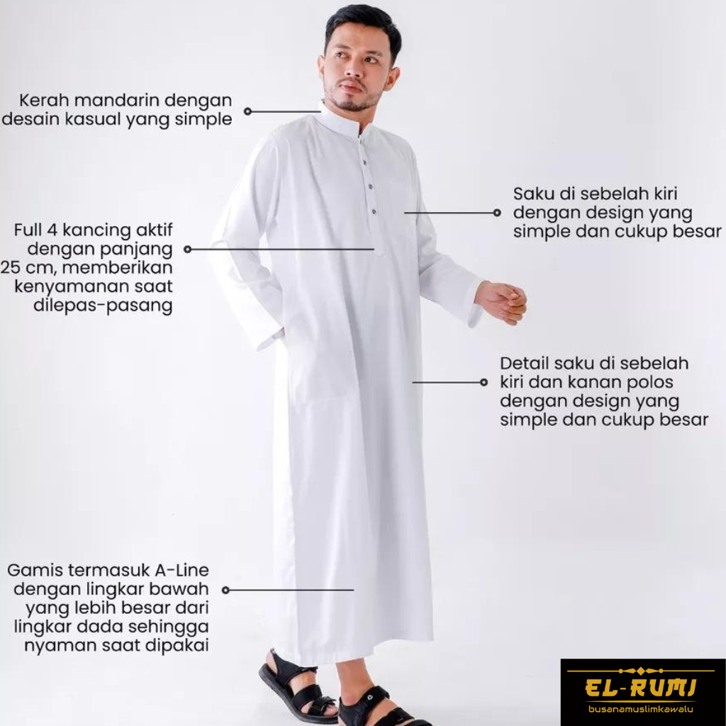 [COD] Jubah Gamis Pria Dewasa Lengan Panjang by EL-RUMI