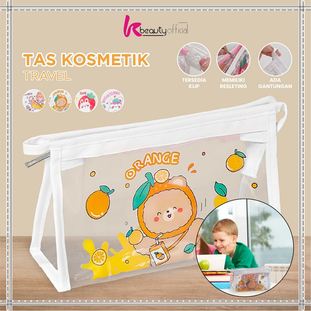 

KB-A60 Tempat Pensil Transparan Motif Kartun Tas Pouch Kosmetik / Tas Kosmetik Travel Multifungsi Ala Korea Pouch Serbaguna