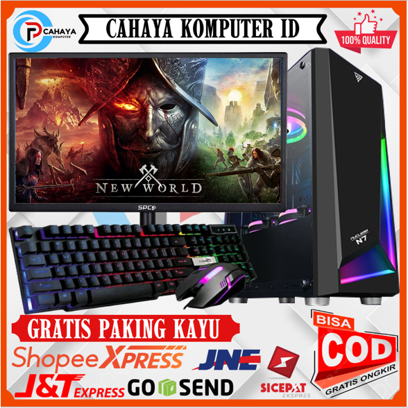 PC Gaming Editing Farming Intel I5 3470 Ram 16GB HDD 500GB SSD 256GB VGA 4GB LED 19 Inch Siap PAKAI