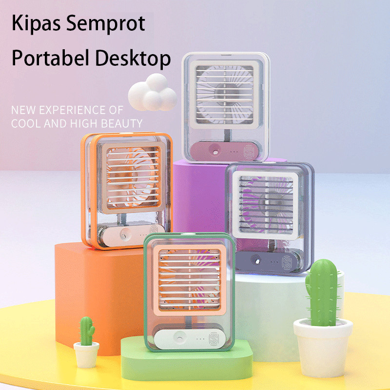 Barangunik2021 -Kipas Angin AC Mini Portable LED Fan Humidifier Air Cooler/Kipas Ac Mini Portable Transparan