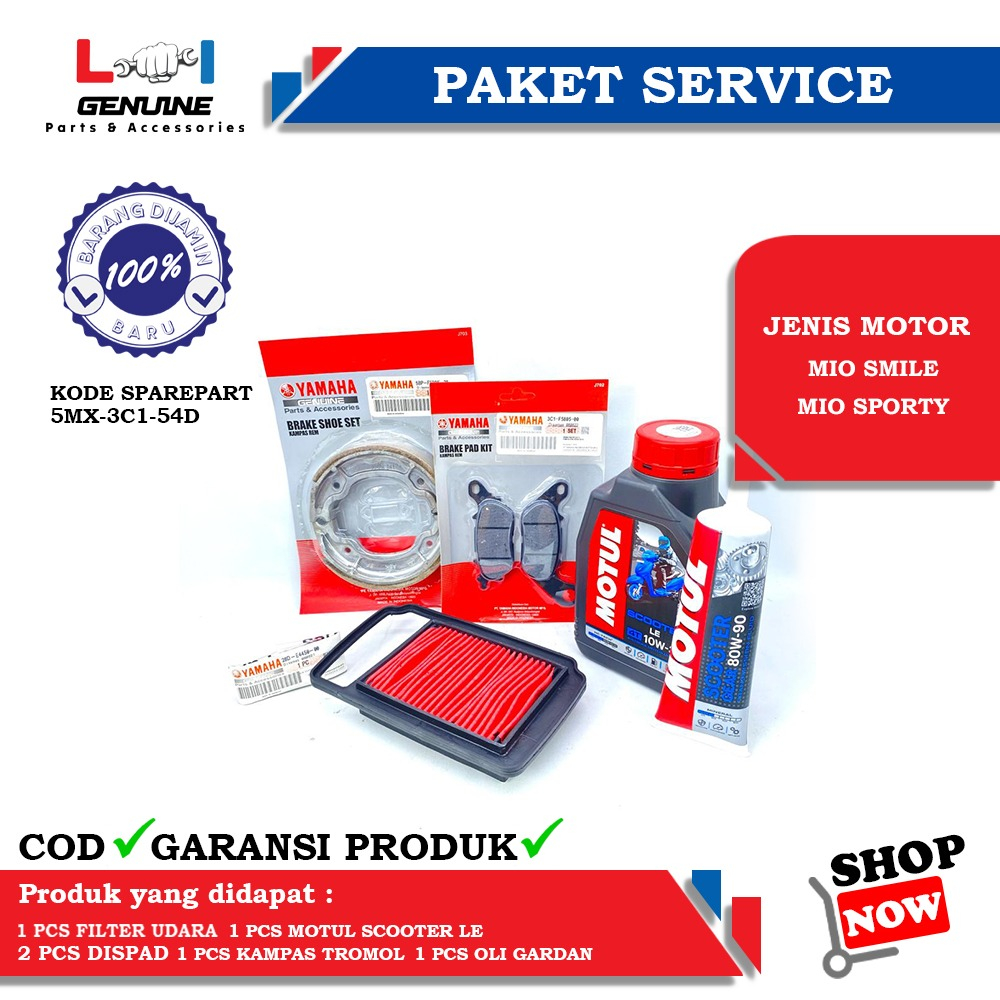 -LOI- PAKET SERVICE LENGKAP YAMALUBE MATIC SET OLI GEAR 100ML, KAMPAS REM MIO SMILE/SPORTY &amp; FILTER UDARA MIO SMILE/SPORTY