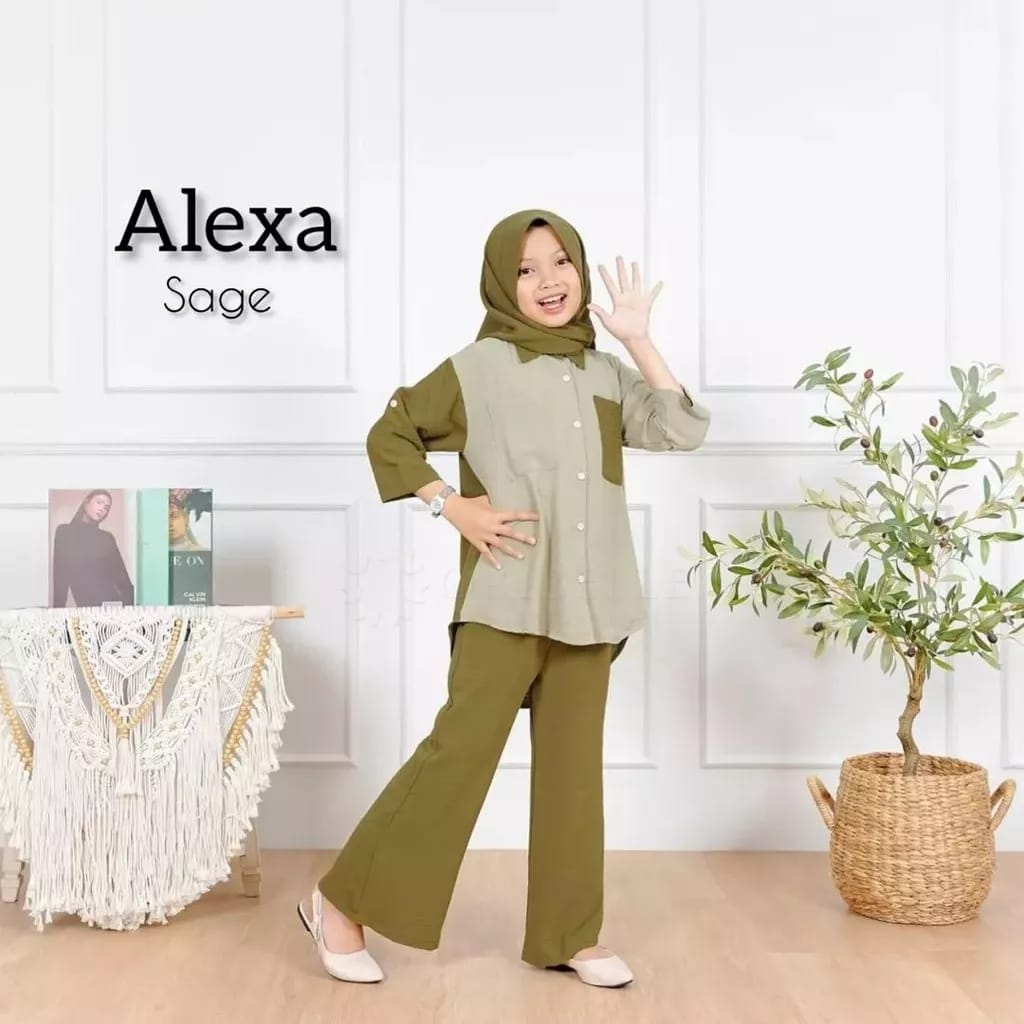 MRA - Baju stelan anak Fashion Free Hijab Usia 8-12 Tahun Baju anak perempuan Bahan Crinkle Stelan anak perempuan terbaru