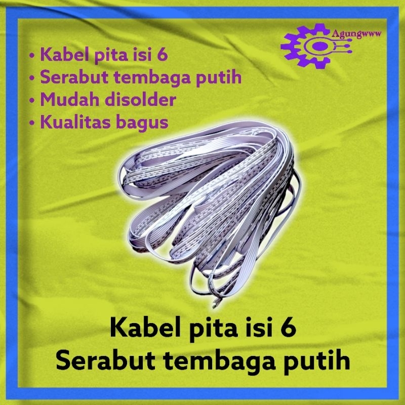 kabel pita serabut isi 6 tembaga putih