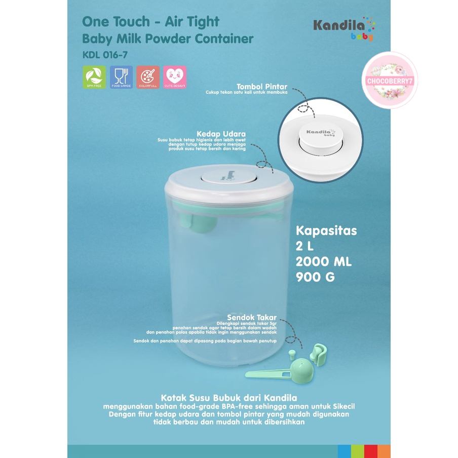 Kandila One Touch Air Tight Milk Powder Container 1L / 1.5L / 2L Wadah Susu Bubuk Bayi Anak BPA FREE KDL016-5 KDL016-6 KDL016-7