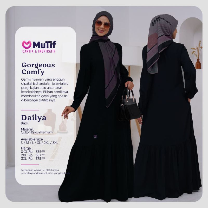 Gamis Mutif Dailya | Gamis Hitam Polos | Gamis Mutif Terbaru | Gamis Mutif Kekinian | Gamis Rayon |