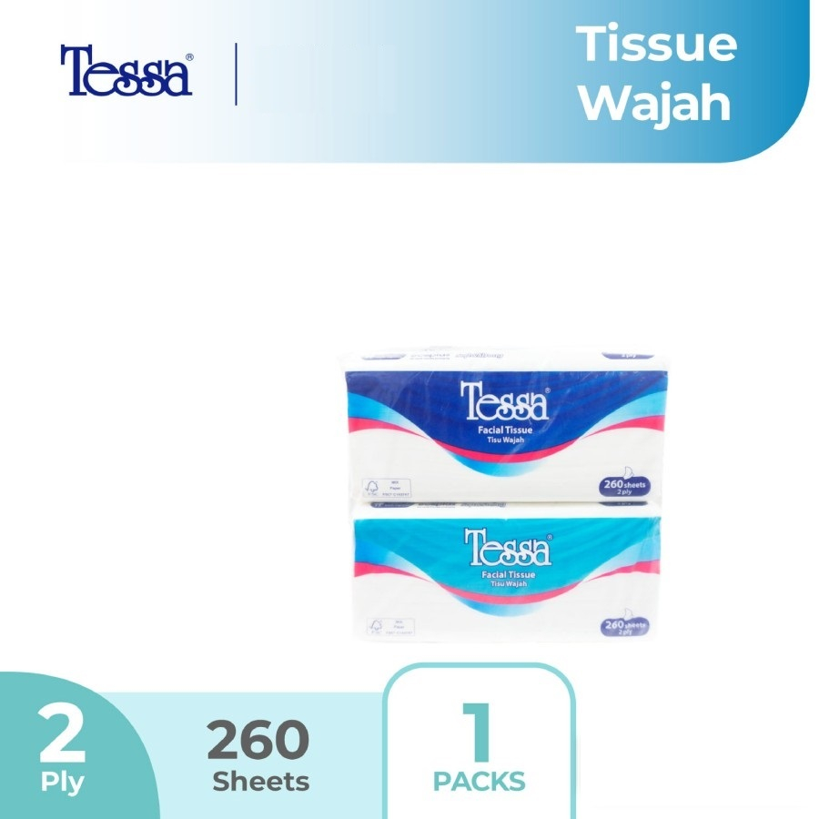 Tisu Tessa 260 Sheets 2 Ply TP02 / Tissue Facial / Tisu wajah 260s 2ply sheet lembut