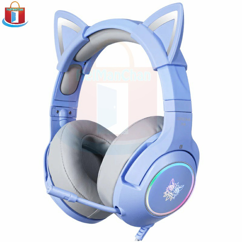 Headphone Onikuma K9 RGB Cat Ear Blue Kuping Kucing Biru Headset Game 90235