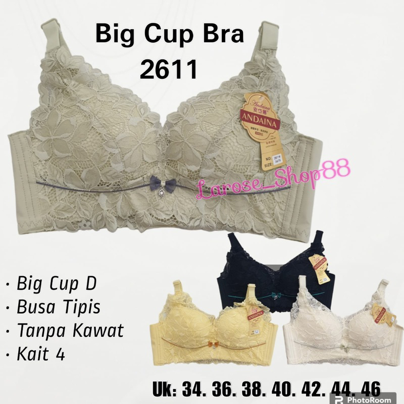 Bh Cup Besar 2611 Big Cup Bra Busa Tipis Tanpa kawat Kait 4