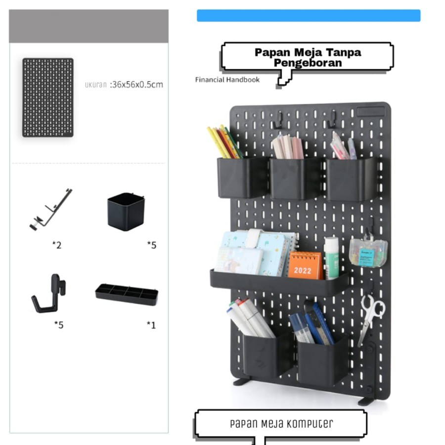 KLEVE Pegboard Papan Berlubang Clamp on Papan Berlubang Rak Penyimpana