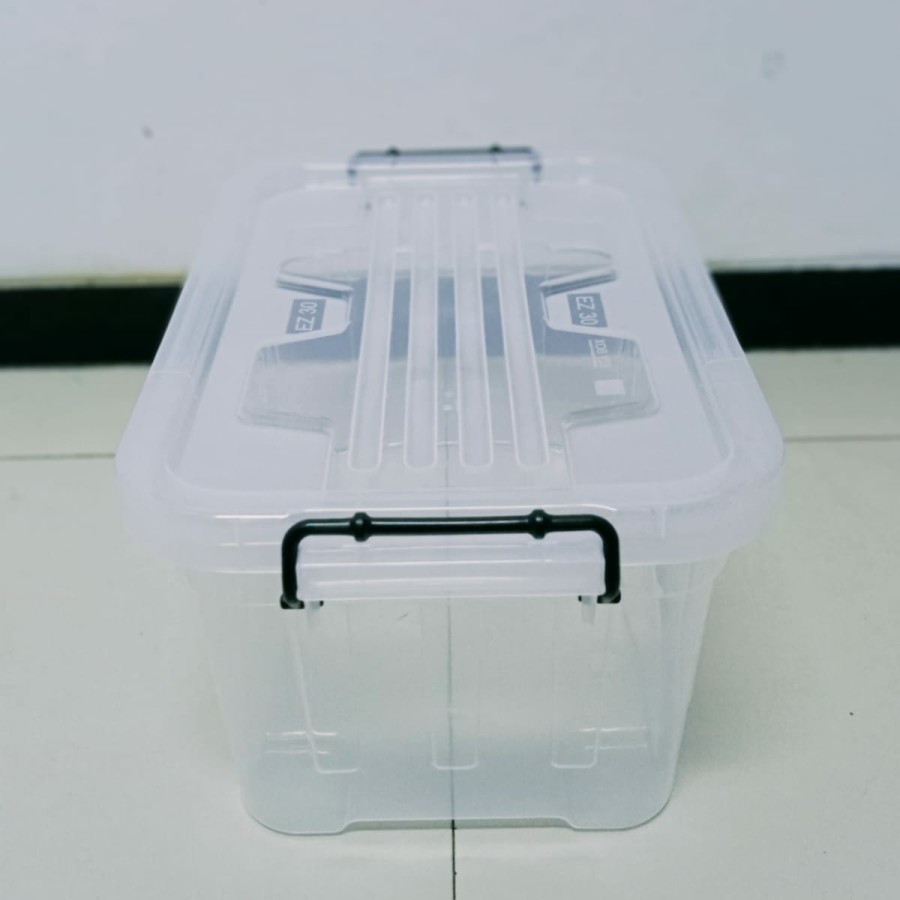Box Container Ezy CB 30 Liter Bening Spark Kotak Transparan Rak Susun Plastik Serbaguna Kontainer Penyimpanan Barang