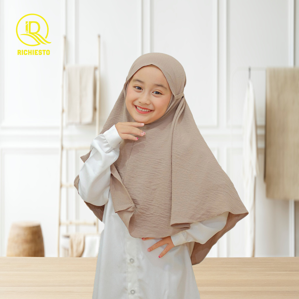 Jilbab Anak Bergo Maryam Crinkle Airflow Non Ped Usia 3-12 Tahun