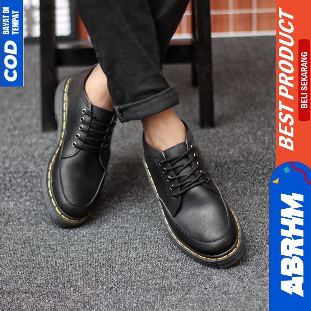 ABRHM Sepatu Formal Pantofel Pria Docmart Casual Kulit Pria Kerja Hitam OSAMU