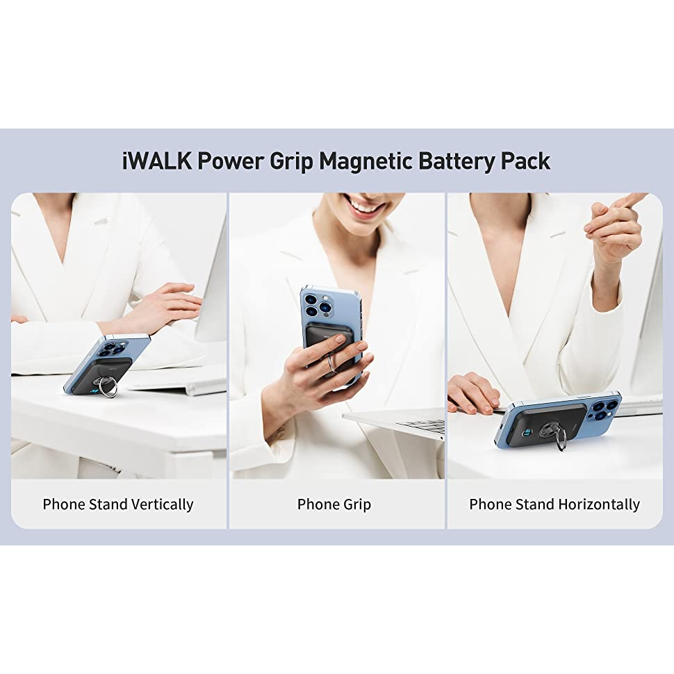 IWALK DBL6000M - Magnetic Wireless Powerbank 6000mAh with Ring Holder - Powergrip MagSafe Powerbank 6000mAh