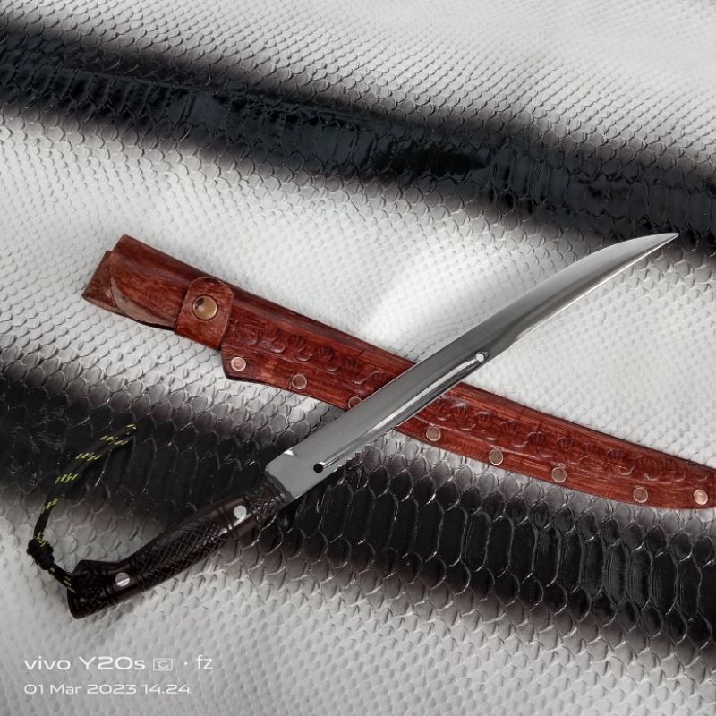 tiing5667 Pisau Pemotong Hen Serbaguna Kayu Ukir Sarung Kulit