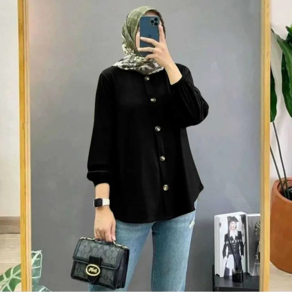 BLOUSE NAGITA BLOUSE CRINKLE AIRFLOW TERBARU 2023 KEKINIAN MOTIP POLOS LENGAN PANJANG UKURAN JUMBO SIZE S M L XL XXL XXXL 5XL LD 140