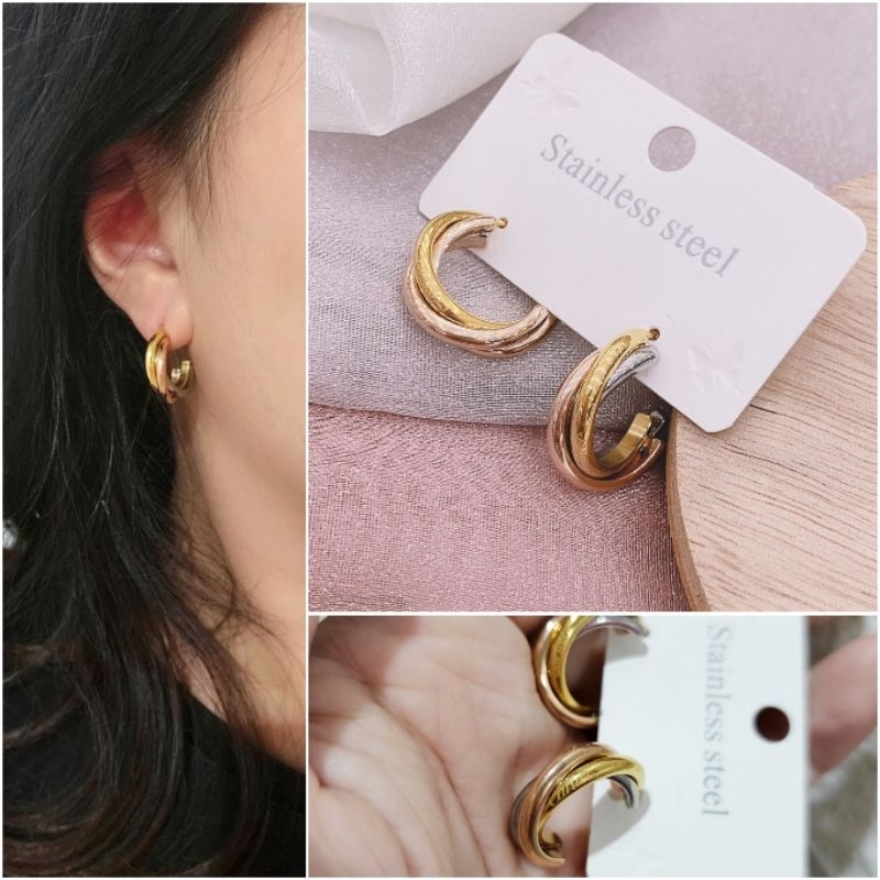 Anting Titanium Asli Premium Quality Anti karat anti alergi Stainless steel anti karat anti alergi Anting Premium Quality At77293