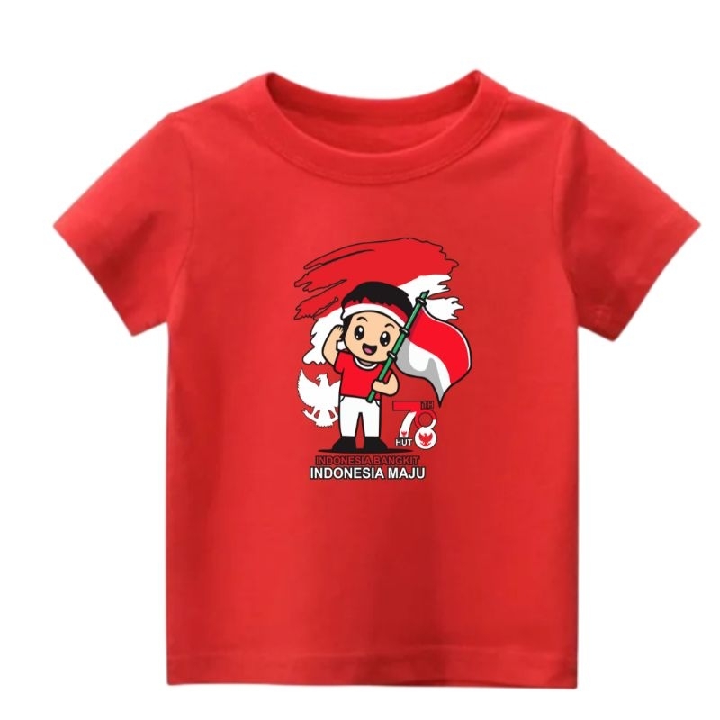 BAJU KAOS HUT RI KEMERDEKAAN 17 AGUSTUS ANAK ANAK UNISEX CEWE COWO USIA 2 3 4 5 6 7 8 9 TAHUN UXLO FASHION