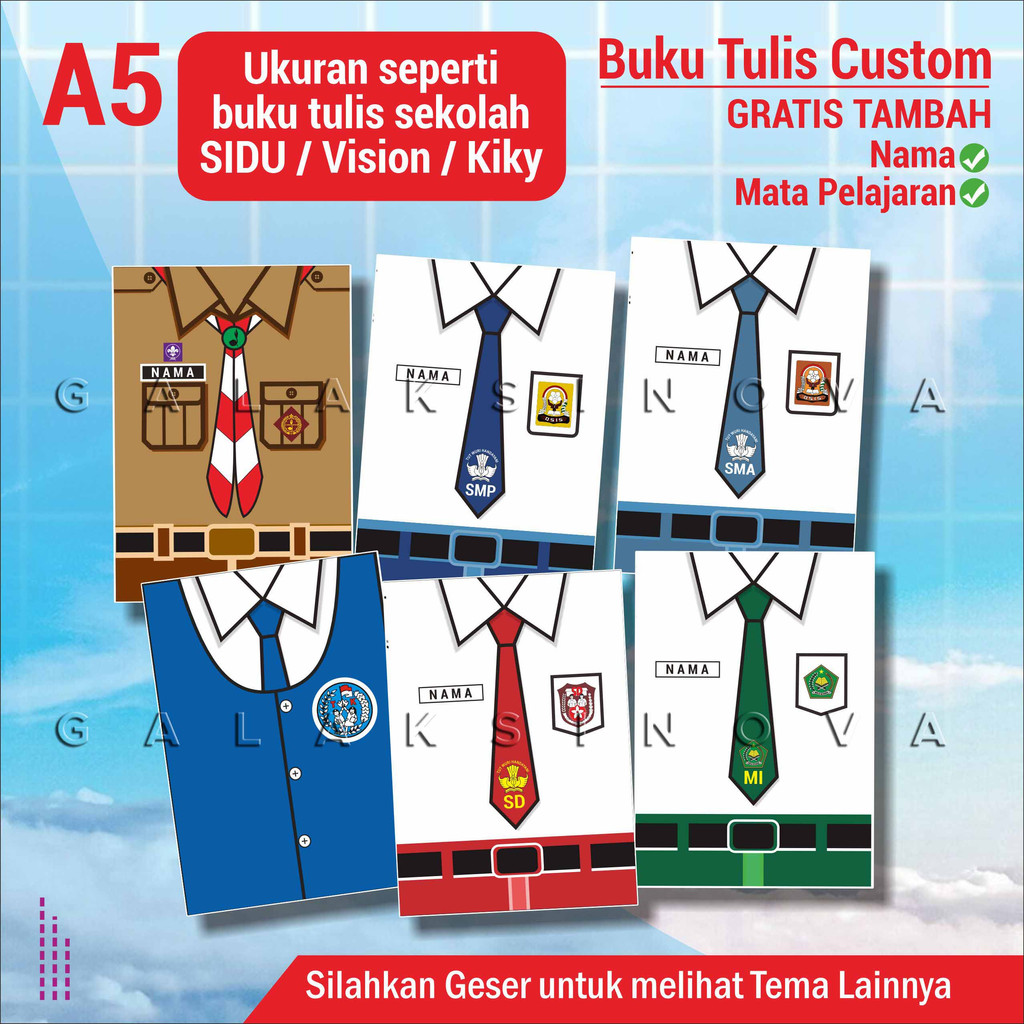 

Buku Tulis A5 Custom Seragam Sekolah - SIDU/ Vision/ Kiky