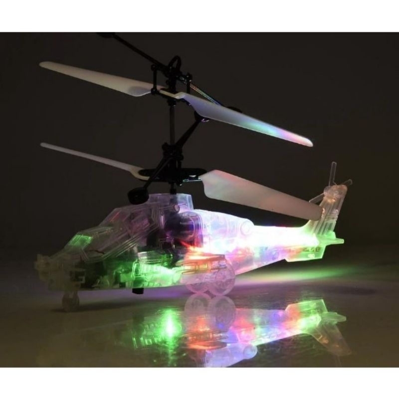 mainan helikopter led remote control + sensor tangan