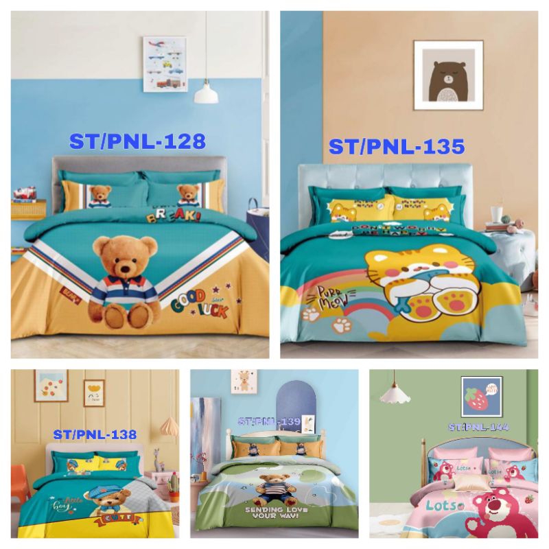 Sprei/Seprei/Sprey Katun Jepang Panel Ukuran Single Motif Bear