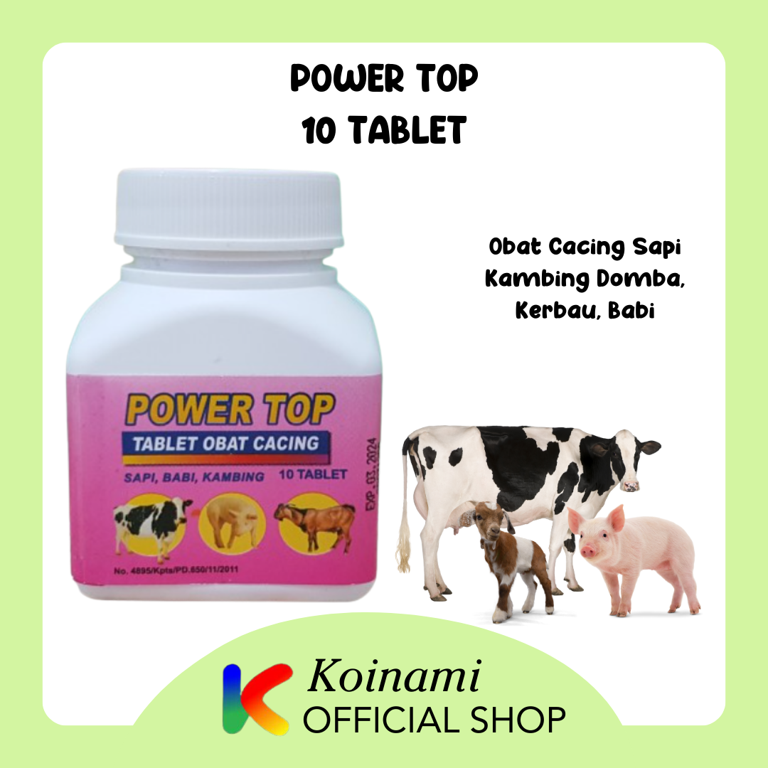 POWER TOP 10 Tablet OBAT CACING SAPI KAMBING DOMBA KERBAU BABI / raid