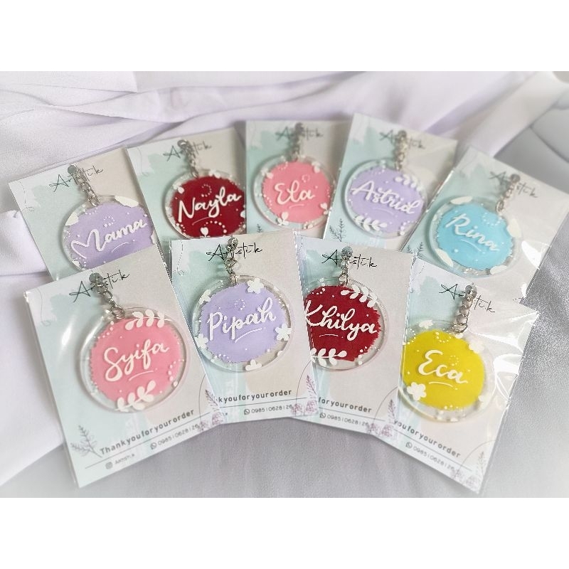 Gantungan Kunci Akrilik||Custom Nama dan Warna