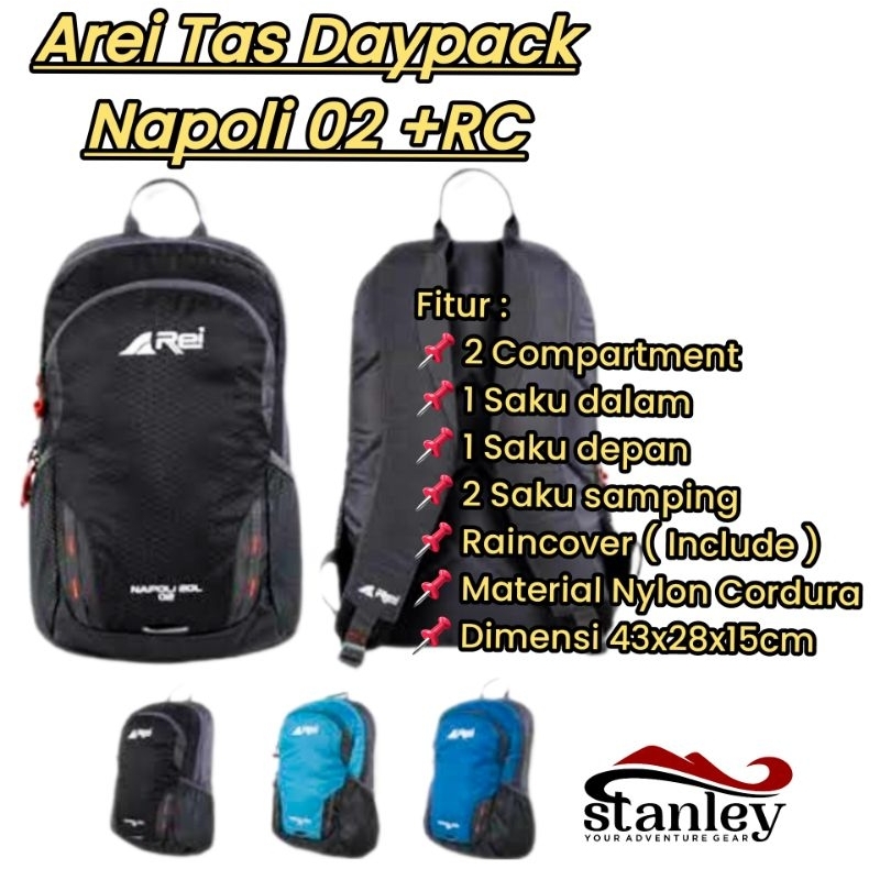 Tas Ransel Arei Rei Napoli 02 20L / Tas Daypack Rei / Tas Sekolah / Tas Punggung / Tas Laptop / Tas 