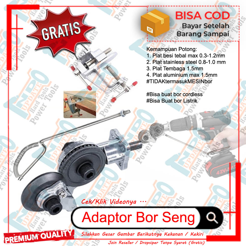ALAT PEMOTONG SENG / GALVALUM ADAPTOR BOR POTONG ATAP RUMAH GELOMBANG / UPVC / GENTENG / SPANDEX /