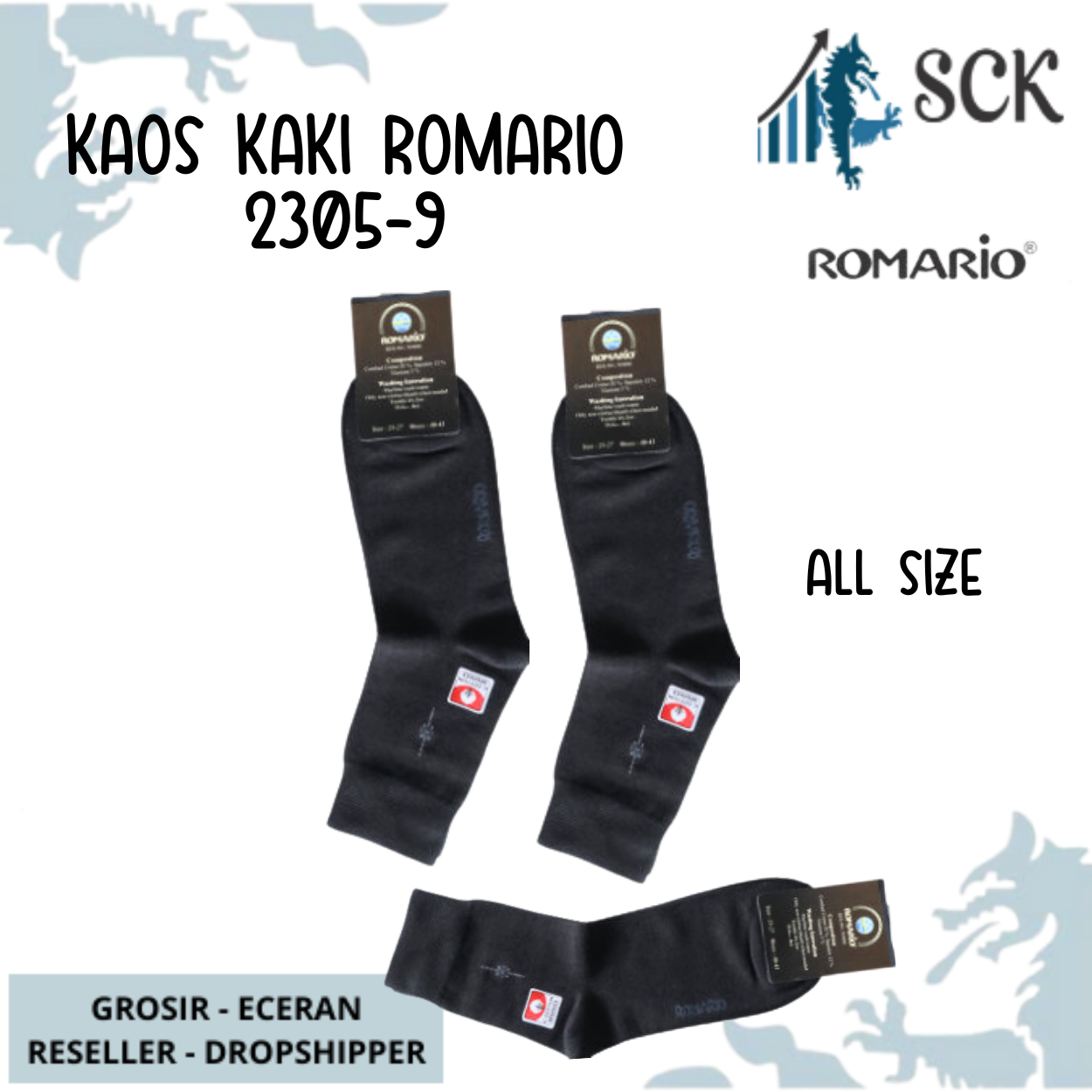 Kaos Kaki Pria ROMARIO 2305-9 / Kaos Kaki Kerja Kantor Pria / Pakaian Kantor - sckmenwear GROSIR