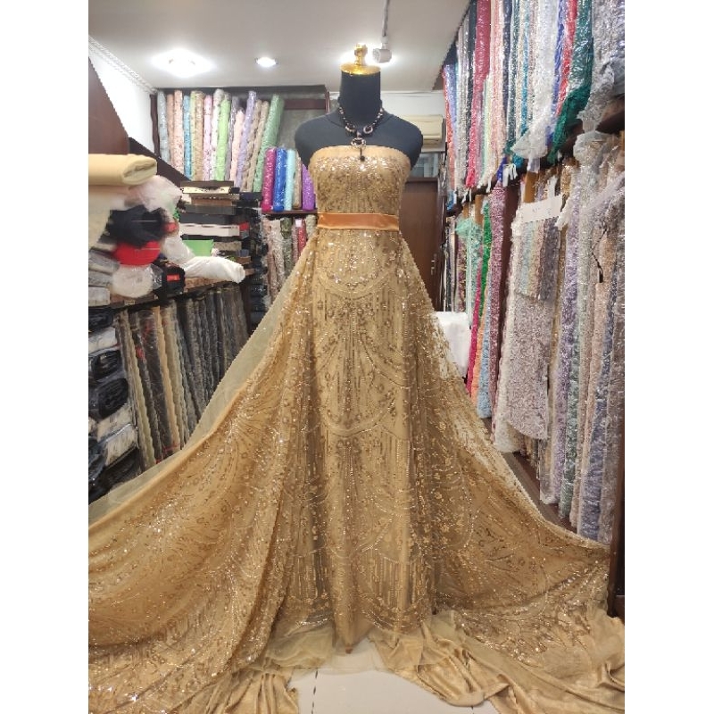 Kain Tile Ziad Nakad Sequin Dress Sapto Payet Gold