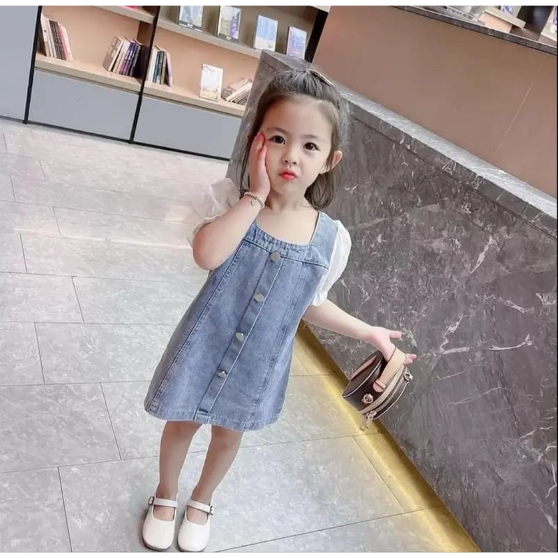 FANY DRESS  ANGELA JEANS KOREA USIA 2-5 TAHUN